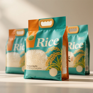 곡물 지퍼 히트 씰 진공 가방 손잡이가있는 공장 맞춤형 인쇄 쌀 포장 백 1kg ~ 10kg - Product Image 6