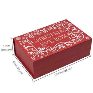 Caja <span class=keywords><strong>de</strong></span> Regalo Rígida <span class=keywords><strong>de</strong></span> Cartón Rojo <span class=keywords><strong>de</strong></span> Lujo <span class=keywords><strong>para</strong></span> Nochebuena con Patrones Festivos Blancos <span class=keywords><strong>para</strong></span> Regalos, Organizador <span class=keywords><strong>de</strong></span> Embalaje Decorativo - Product Image 2