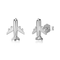 Dylam Boucles d'oreilles en argent sterling 925 hypoallergéniques personnalisées minimalistes Bijoux fins Boucles d'oreilles avion en plaqué or 18 carats pour femmes