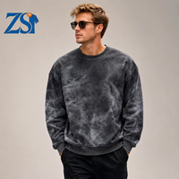 Sweat-shirt tricoté Zesheng personnalisé avec logo pour homme, coupe oversize, effet délavé, style streetwear vintage, en coton épais, col ras du cou