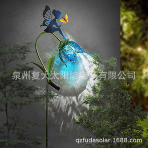 Solar Fairy Iron Art Lamp Led <b>Ground</b> <b>Stake</b> Outdoor Garden Lawn Decoration Fairy Butterfly Light - Product Image 2