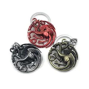 Dragon Key Chain House Targaryen Wolf Head Badge ciondolo popolare Film e televisione portachiavi accessori Souvenir regalo