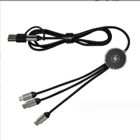 Kabel Pengisian Cepat 3A Multi-Fungsi 6-in-1 dengan Logo LED Bercahaya Kustom, Jaket Nilon, Hadiah Promosi Grosir