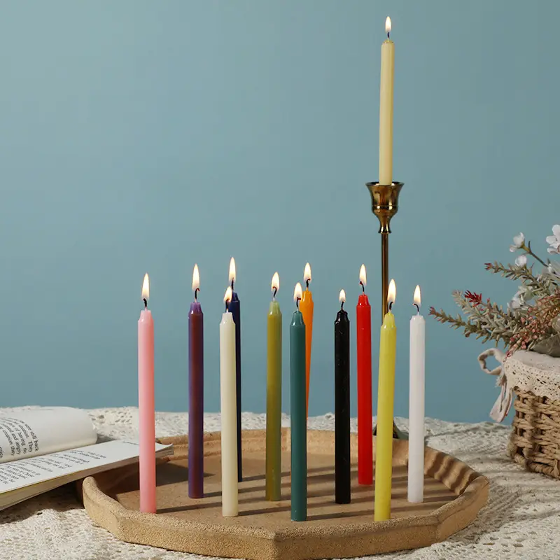 12Pcs צבעוני עיצוב הבית נר מקל דת ארוך זמן שריפת שעוות נרות עבור הכנסייה