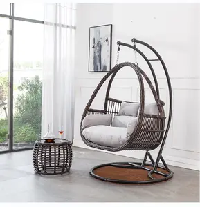 Плетеный подвесной стул с двумя сиденьями для патио, подвесное кресло-качели с корзиной, двухместное подвесное кресло из ротанга для гостиной
