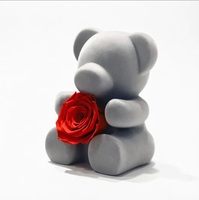 Activelove Vente en gros Cadeau de la Saint-Valentin Collier Cœur Rose Naturelle Préservée Boîte à Bijoux Ours Rotatif Fleurs Éternelles