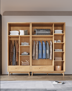 rattan wooden <b>wardrobe</b> household small-space <b>wardrobe</b>, with drawer storage compartment - Product Image 5