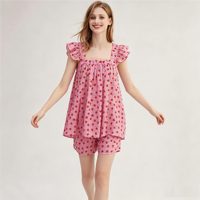 Ensemble de pyjama d'été léger et doux pour femme, décontracté, imprimé à carreaux fruités, vêtements d'intérieur écologiques personnalisables