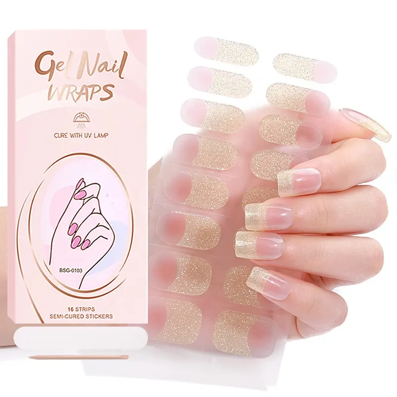 Wholesale Factory Price Semi Cured Gel Nail Wraps Valentine's Day Nail Stickers With Designs For Choice