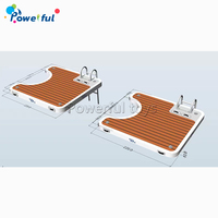 Plateforme de natation gonflable en mousse de teck PVC, point en forme de U, plate-forme flottante avec échelle, île gonflable, plate-forme d'eau flottante