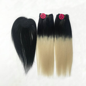 4 Lọn Tóc Giả Đóng Gói Toàn Bộ Quattro Yaki Wave, Sợi Tổng Hợp Chịu Nhiệt Yaki Thẳng Hai Tông Màu Vàng 613 Tóc Dệt - Product Image 3