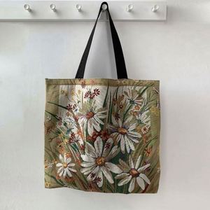 Printed <b>Canvas</b> Tote <b>Bag</b> <b>Large</b> Capacity Lined Portable Shopping <b>Bag</b> For Women Wholesale - Product Image 5