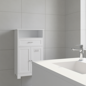 Mobile bagno bianco a 2 ante con ripiano, moderno, per installazione a libera installazione - Product Image 2