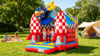 Château gonflable mini sur le thème des pompiers pour enfants, en PVC, capacité 3-5 personnes, idéal pour la location commerciale ou à domicile
