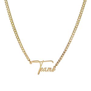 สร้อยคอชื่อสั่งทำ สร้อยคอจี้ตัวอักษรสแตนเลสสตีลส่วนบุคคล พร้อมสายเชื่อมต่อ จัดส่งแบบดรอปชิปปิ้ง - Product Image 2