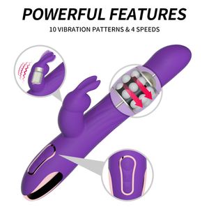 Roze Dual Motor Dildo Vibrators Roterende Kop Konijn Likken Tapping <span class=keywords><strong>G-Spot</strong></span> Vibrators Voor Koppels - Product Image 2