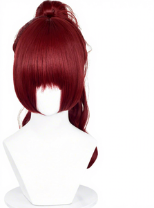 Perruque queue de cheval avec frange Kasumi Yoshizawa <span class=keywords><strong>Cosplay</strong></span> 22'' longue bouclée style anime, tresses couleur vin pour femmes, costumes d'Halloween et fêtes - Product Image 5