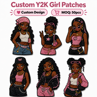Patch Karakter Gadis Kulit Hitam Y2K Kustom untuk Topi, Tas, dan Denim, Lencana Bordir Trendi untuk Koleksi Fashion