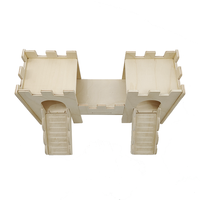 Grand pont détachable pour petits animaux avec fenêtres de repos, abri tunnel et maisonnette en bois massif pour cochons, chinchillas et chatons