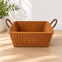 Boîtes et bacs de rangement personnalisés OEM en PP durable, imitation rotin tressé, disponibles en plusieurs tailles pour le rangement domestique et la maison.