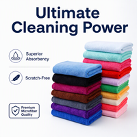 Serviette en microfibre tricotée multicolore sans peluches pour le nettoyage, idéale pour les salons de beauté, le detailing automobile et l'entretien ménager (vente en gros)