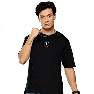 T-shirt pour homme à manches courtes noir, nouvelle édition, col rond uni, coupe classique, décontracté, 100% coton, 180g - Product Image 1