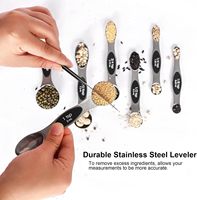 Ensemble de cuillères doseuses magnétiques en acier inoxydable avec niveleur, cuillères à mesurer empilables en métal pour la pâtisserie et la cuisine