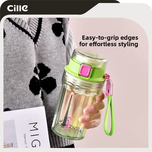 Gourde d'été portable Shile pour filles, en Tritan, avec sangle, design créatif et <span class=keywords><strong>tendance</strong></span>, pour eau et <span class=keywords><strong>café</strong></span>, idéale pour la maison - Product Image 2
