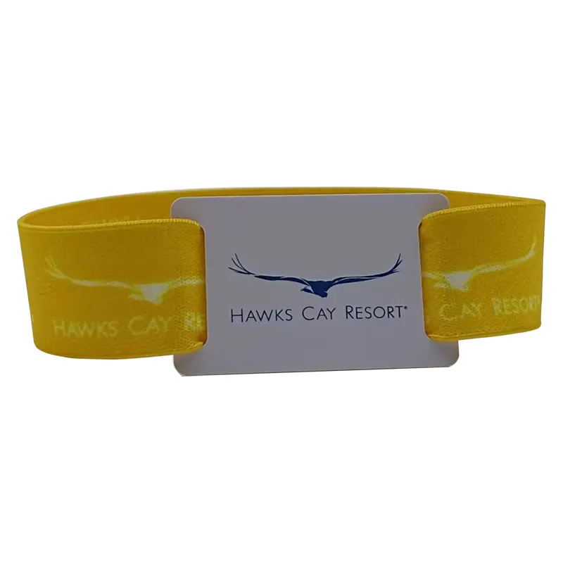 Pulseiras elásticas promocionais de tecido RFID com logotipo personalizado, pulseiras com novo design, ainda sem opiniões