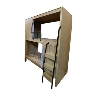 Literas Cápsula de Acero para Hostales Juveniles con Armario de Almacenamiento de Zapatos y Estantes Interiores, Cama Alta Compacta, Cama Doble para Hotel - Product Image 6