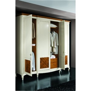 Armadio 4 porte in legno con cassetti pieghevole e pulito per la casa camera da letto mobili per la conservazione dei vestiti - Product Image 1
