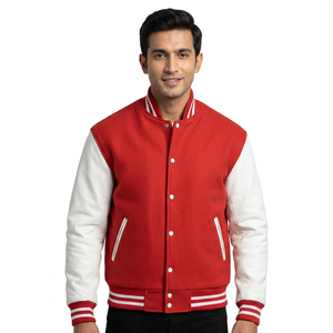 Blouson universitaire court pour homme de haute qualité, col montant, logo frontal, manches longues, en laine personnalisée, collection Hiver Automne - Product Image 1
