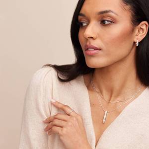 Personalized Customized 3D Long <strong>Bar</strong> Engraved Stainless <strong>Steel</strong> European American Popular DIY Pendant Bamboo Necklace Dropshipping - Product Image 2