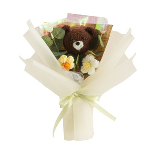 LINDOJUNI Bouquet <span class=keywords><strong>de</strong></span> fleurs en crochet mignonnes en forme d'animaux, fleurs en crochet faites à la main avec boîte cadeau en PET pour les fêtes - Product Image 1