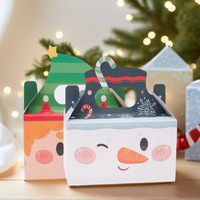 Boîte à gâteaux de Noël pliable en papier, best-seller transfrontalier, forme cabas, style dessin animé mignon et adorable pour Noël