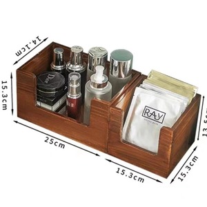 Wooden Cosmetic <b>Storage</b> Box <b>With</b> Drawers Dark Brown Solid Wood Makeup Organizer For Desk <b>Dressing</b> <b>Table</b> - Product Image 5