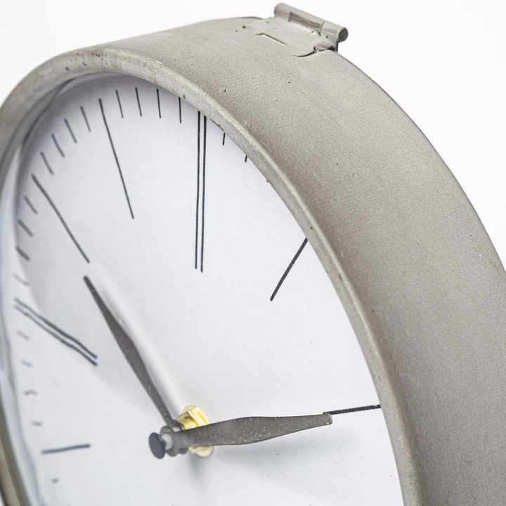 Antique Style 12\" Gray Metal Table Clock with Backlight Creative Design for Office & Bedroom Electronic Movement HMS