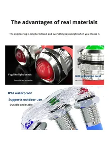 HBAN IP67 Metall-LED RGB Dreifarbige 220VAC Pilotleuchte UL-Zertifiziert 6mm IP67 Geräte-Anzeigeleuchten mit Kabeln - Product Image 2