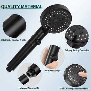 Superhome Accessoires de salle de bain Pommeau de douche à main 6 modes réglable haute pression économie d'eau arrêt à une touche massage chromé - Product Image 6