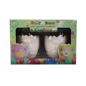 Mini vasi in ceramica per piante e fiori per bambini con set di 6 colori e pennelli, kit fai da te per disegnare e far crescere, regalo di Pasqua - Product Image 1