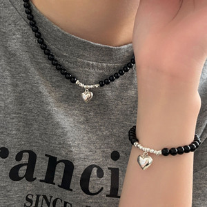 Yinruitai-collar de plata de ley S925 con cuentas de ágata negra para mujer, estilo vintage, joyería de moda INS, uso diario - Product Image 1