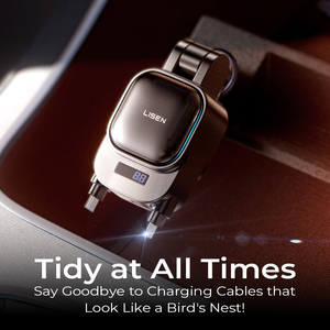 Lisen 2025 Cập Nhật 4 Trong 1 180 ° Có Thể Thu Vào Xe Sạc Kép USB C Cổng Cáp 96W Nhanh Chóng Sạc Điện Thoại Sạc Cho <span class=keywords><strong>iPhone</strong></span> 16 15 - Product Image 3