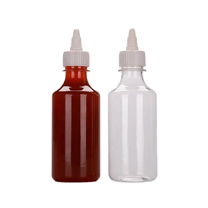 Individuelle 8 Unzen 255 ml Ketchup-Soßenflasche Lebensmittelqualität heißer Chili Sriracha-Flasche PET-Einpresse Kunststoffflaschen