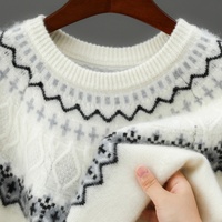 Individuelles Logo OEM 100% Reine Merinowolle Strickwaren Herren Jacquard Strickpullover Weihnachten Lässiger Rundhals Winter Gestrickter Pullover