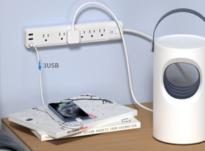 Bande d'alimentation à une rangée de protection contre la foudre <span class=keywords><strong>et</strong></span> les surtensions aux États-Unis avec prise à 6 positions <span class=keywords><strong>et</strong></span> 3 ports USB Prise domestique américaine - Product Image 5