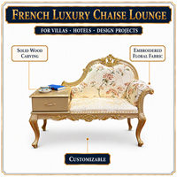 Chaise longue brodée en tissu français RUI SEN, style néoclassique européen de luxe, fauteuil paresseux en bois massif, mobilier de villa brodé