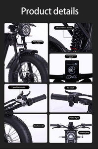 Bicicleta Eléctrica Retro Todoterreno de Alto Rendimiento con Neumáticos Anchos, Motor sin Escobillas de 48V, Cuadro de Acero Negro de 500W para Adultos, Ciudad y Montaña - Product Image 4