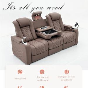 أريكة استرخاء كهربائية معاصرة من الجلد الطبيعي مع ميزات انزلاقية وصديقة للبيئة لغرفة الوسائط المنزلية ومقاعد المسرح - Product Image 5