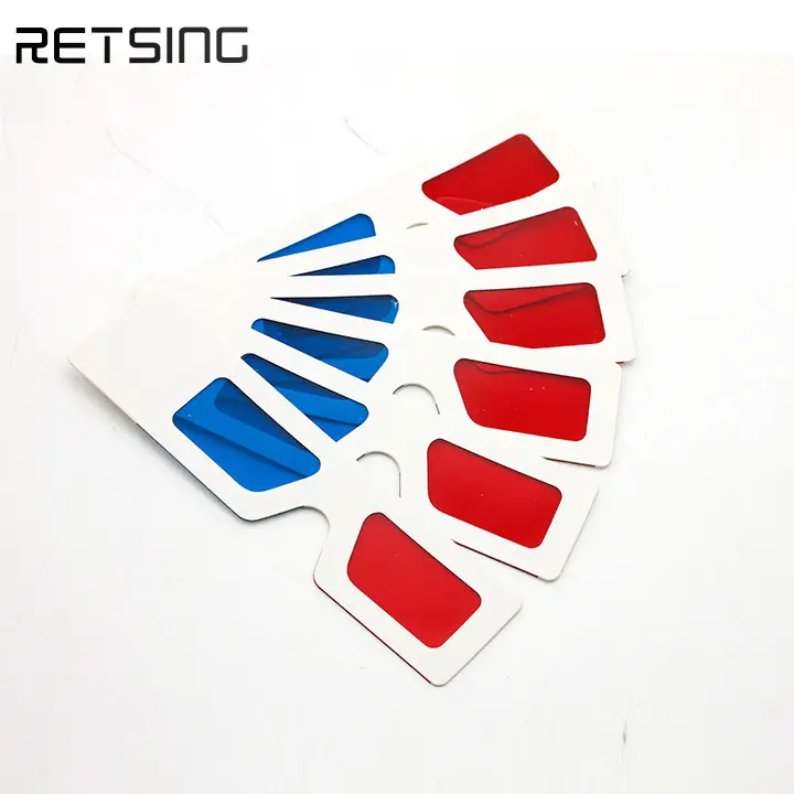 Handheld 3D paper glasses red blue green orange lens customized logo printing