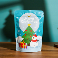 Sachet Doypack de Noël en plastique alimentaire et feuille d'aluminium, auto-scellant, pour bonbons, biscuits, snacks et emballage cadeau de Noël